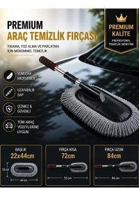Premium Çok Fonksiyonlu Mikrofiber Araba Yıkama ve Toz Alma Fırçası Teleskopik Uzun Saplı Detay Fırçası Oto 